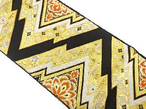 アンティーク　変わり松皮菱に華紋織り出し袋帯（着用可）